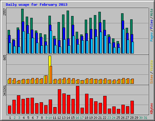 Daily usage for February 2013