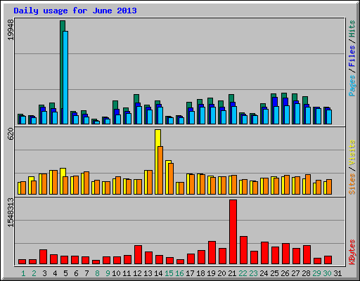 Daily usage for June 2013