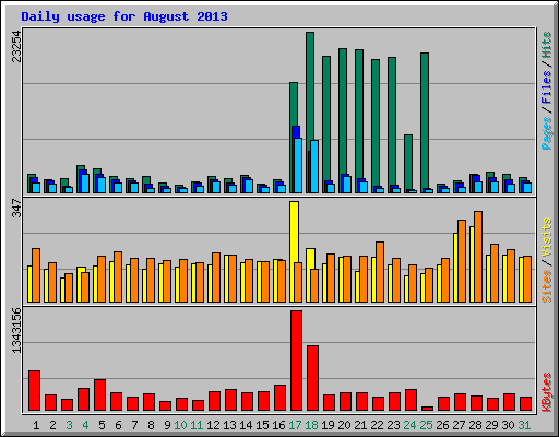 Daily usage for August 2013