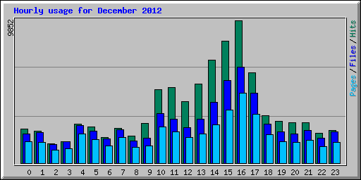 Hourly usage for December 2012